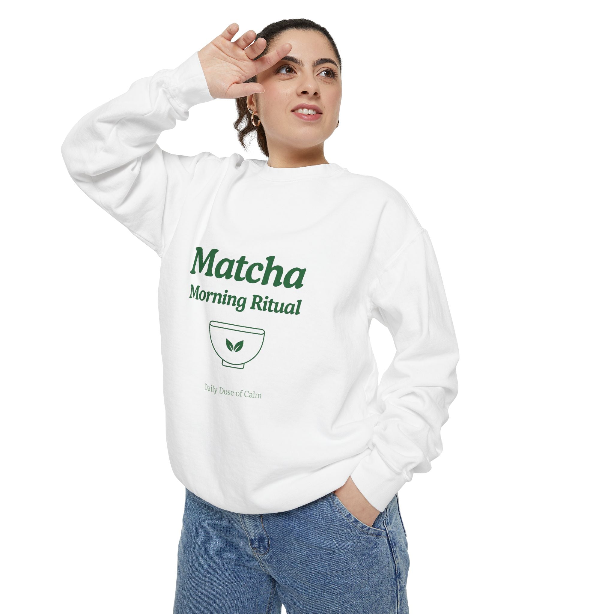 Matcha Morning Ritual Sweatshirt - Graphic Crewneck Sweatshirt