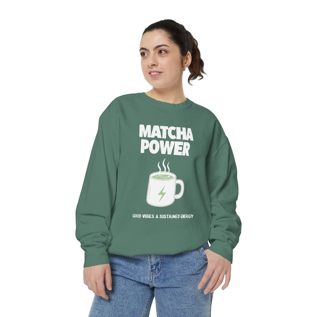 Matcha Power — Mug Graphic & Good Vibes Graphic Crewneck Sweatshirt