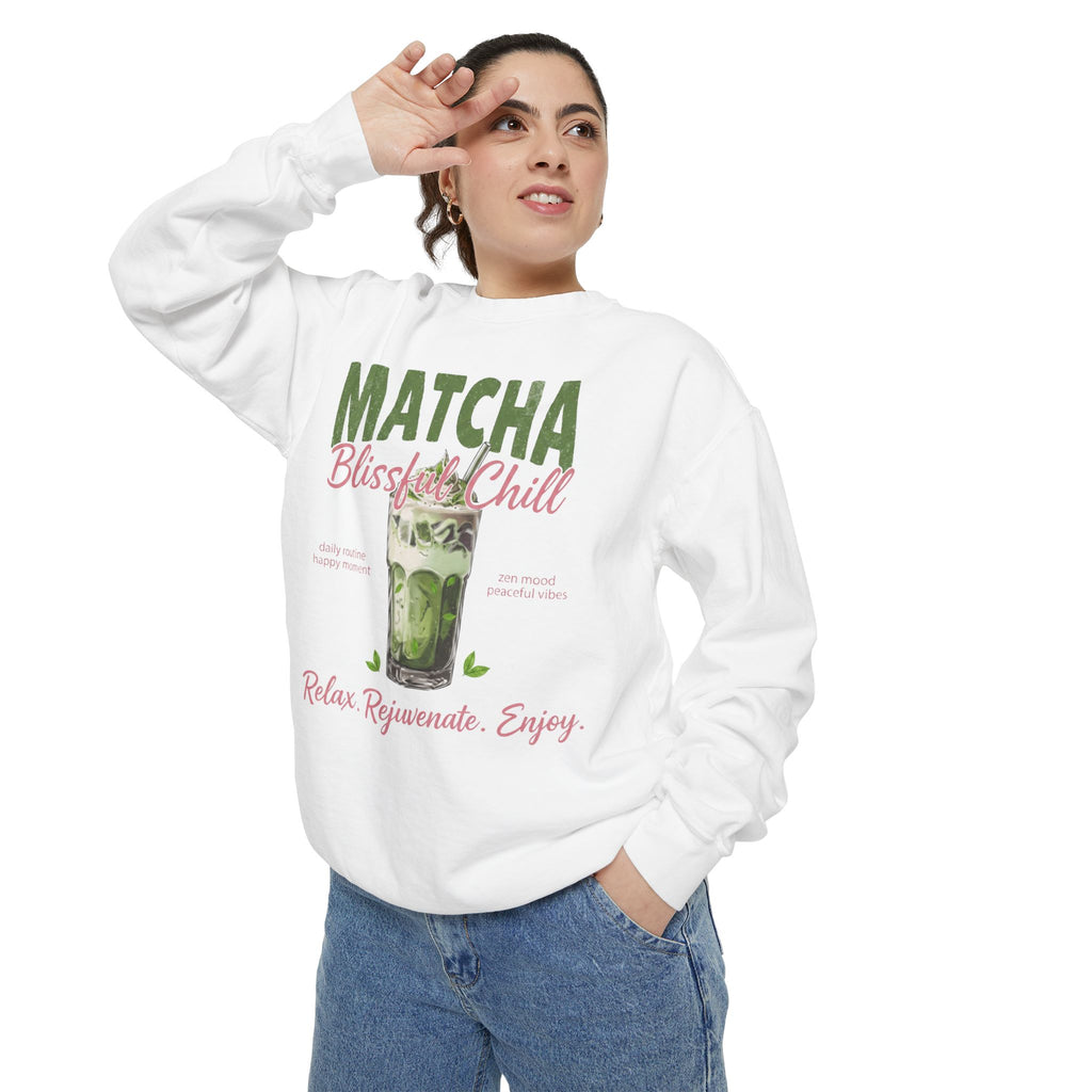 Matcha Bliss — Matcha Bliss & Chill Cozy Tea Lover Crewneck Sweatshirt