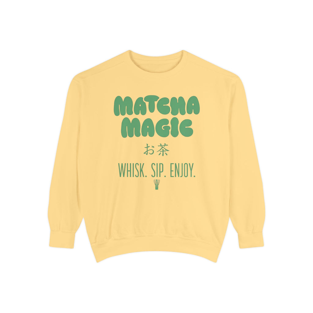 Matcha Magic — Whisk Sip Enjoy Graphic Crewneck Sweatshirt