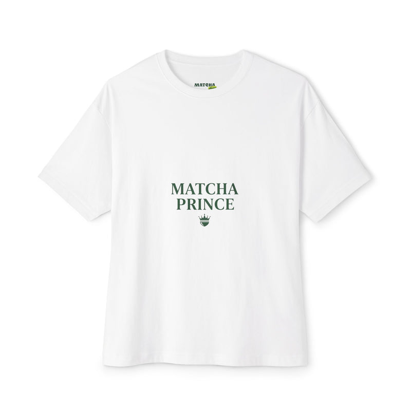 Matcha Prince Tee — Minimalist White Oversized Boxy T‑Shirt