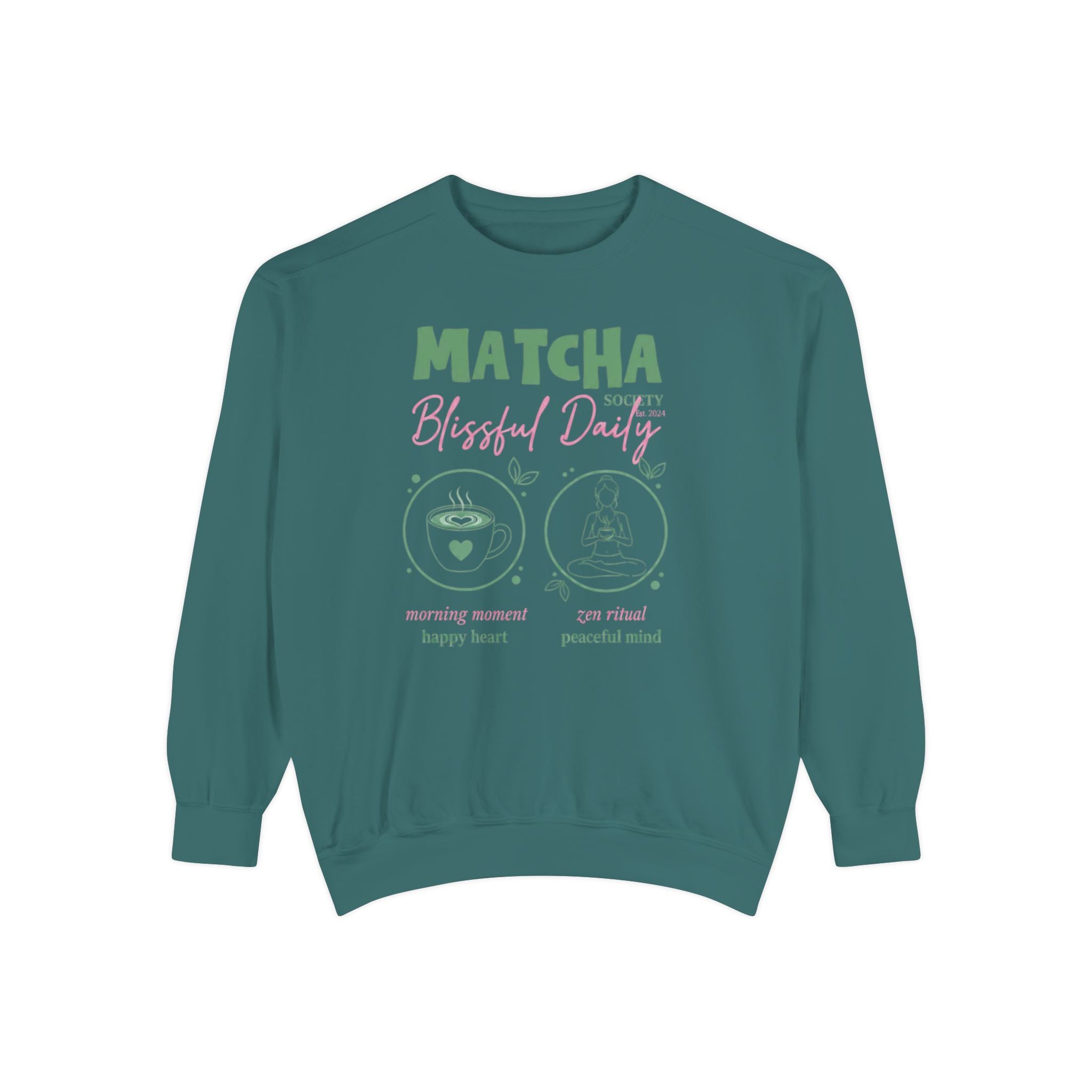 Matcha Bliss — Matcha Blessed Daily Relaxed Tea Lover Crewneck Sweatshirt