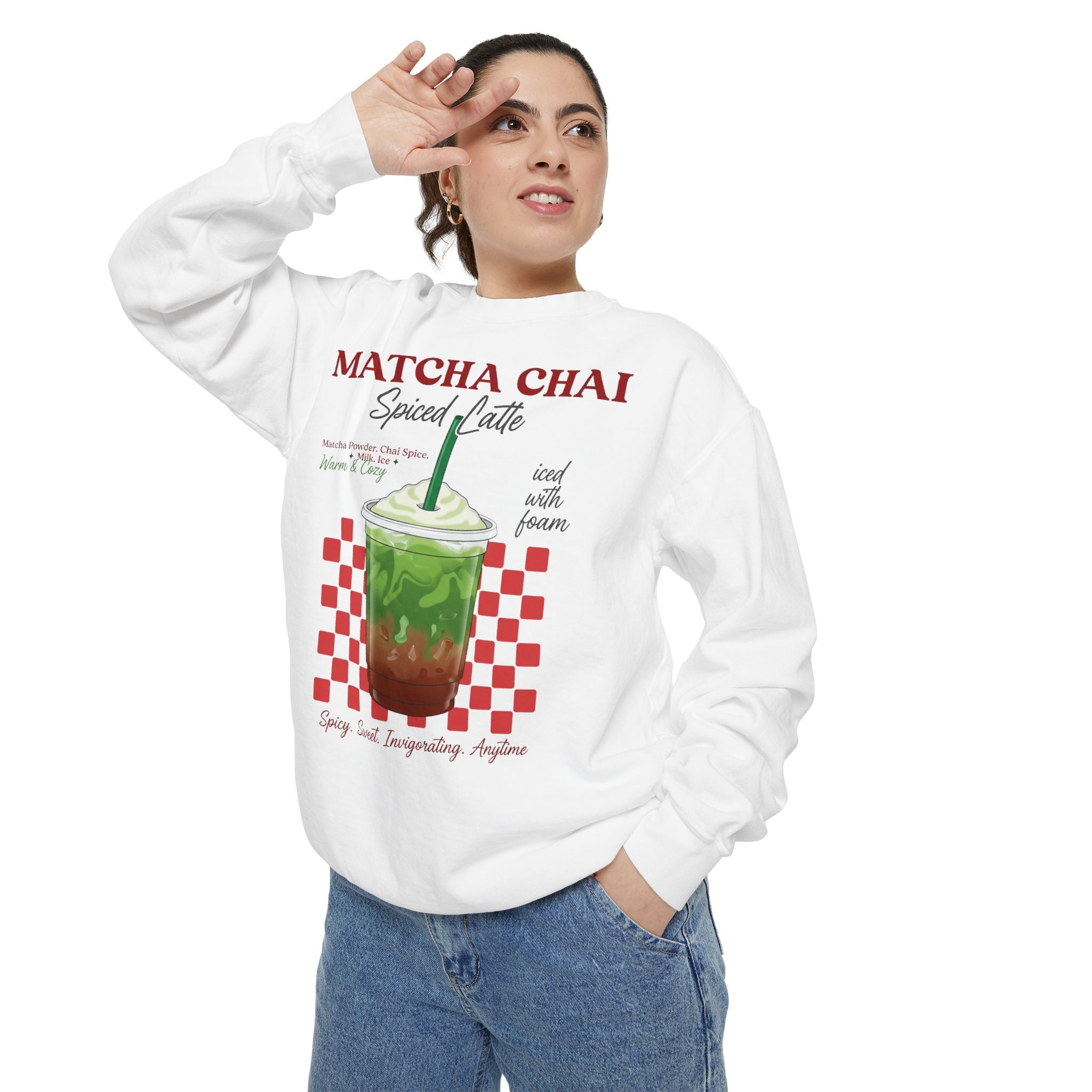 Matcha Chai Spiced Latte - Cozy Crewneck Sweatshirt