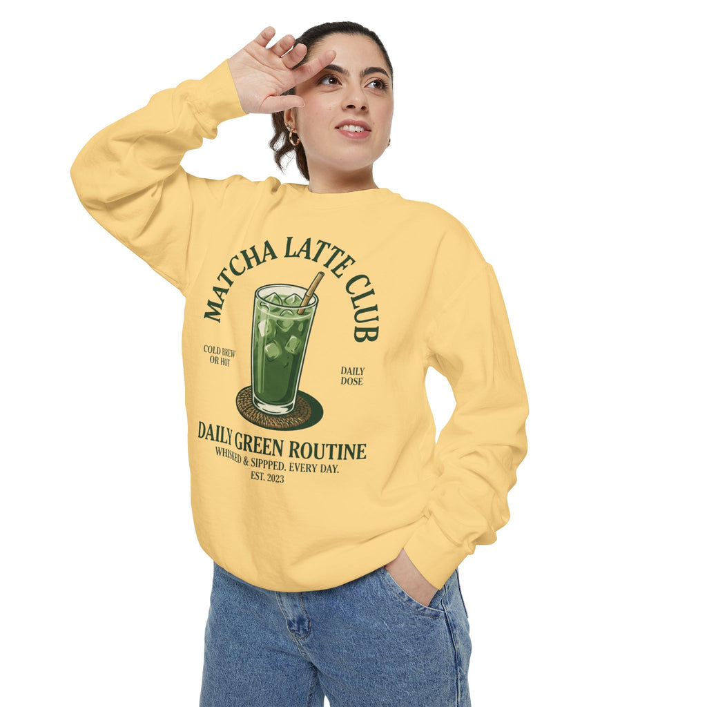 Matcha Latte Club Sweatshirt — Daily Green Routine Graphic Pullover
