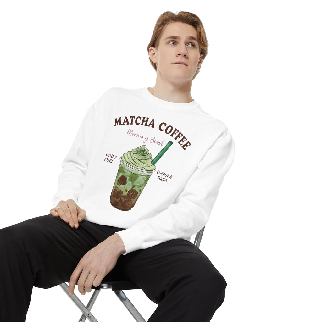 Matcha Coffee  – Matcha Coffee Morning Boost Crewneck Sweatshirt