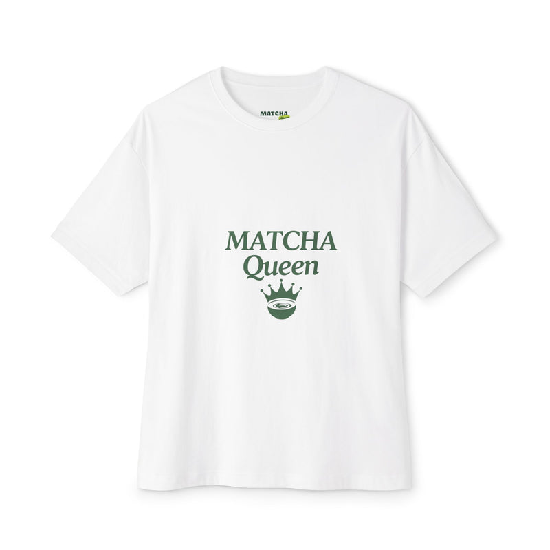 Matcha Queen Tee — Oversized White Boxy T‑Shirt