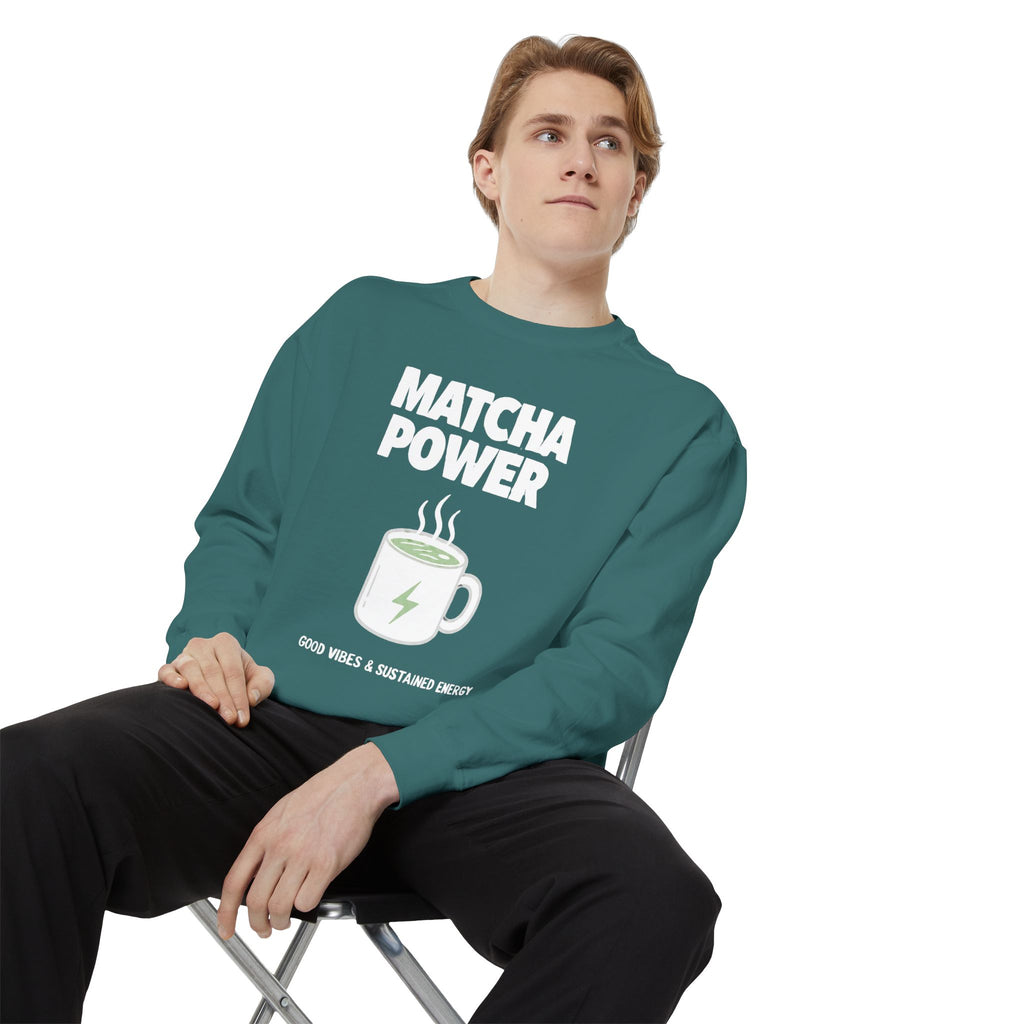 Matcha Power — Mug Graphic & Good Vibes Graphic Crewneck Sweatshirt