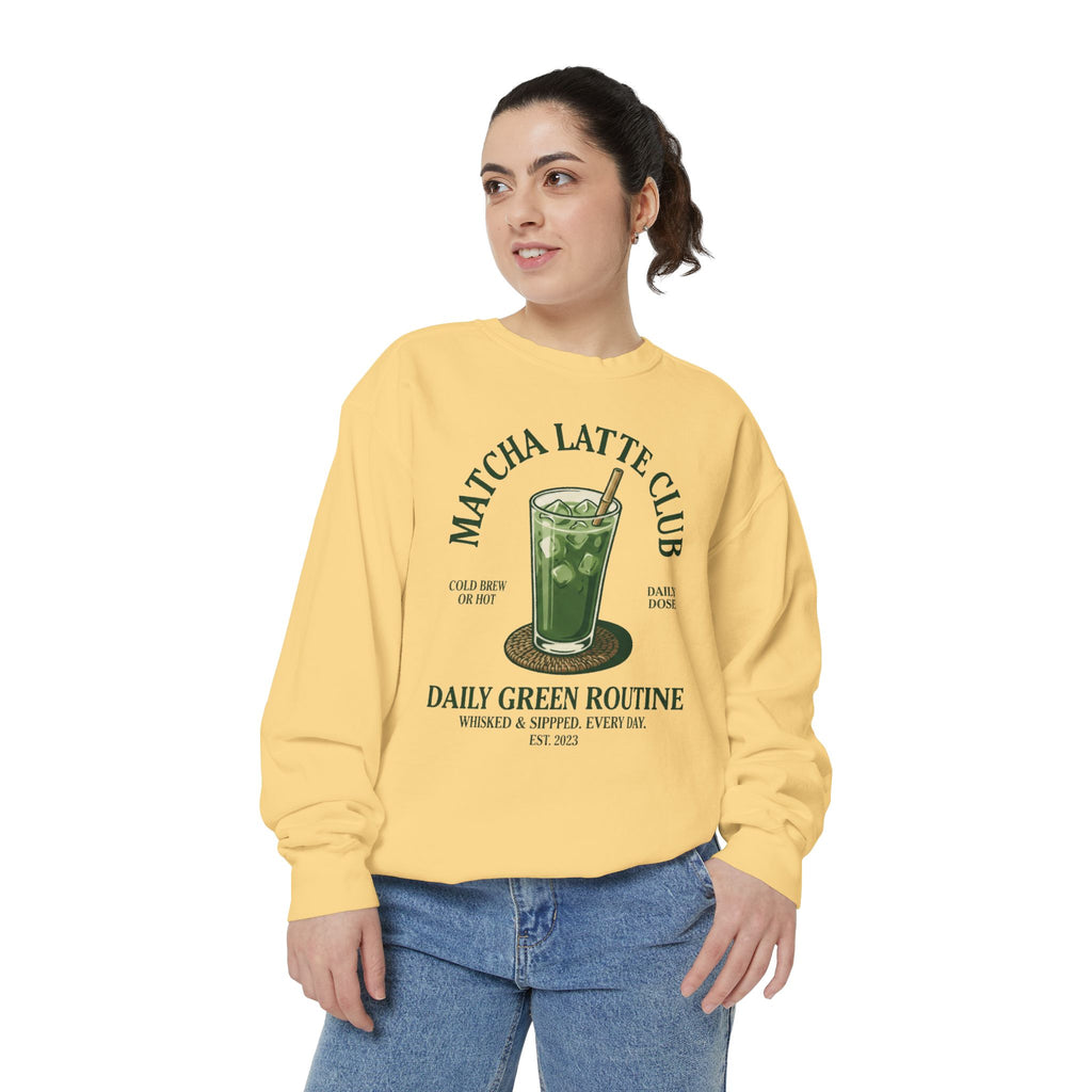 Matcha Latte Club Sweatshirt — Daily Green Routine Graphic Pullover