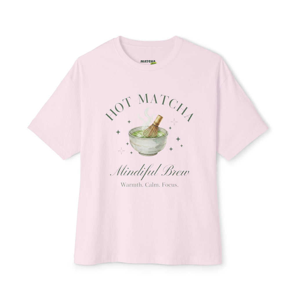 Matcha Mindful Brew Tee - Hot Matcha Oversized Boxy T‑Shirt