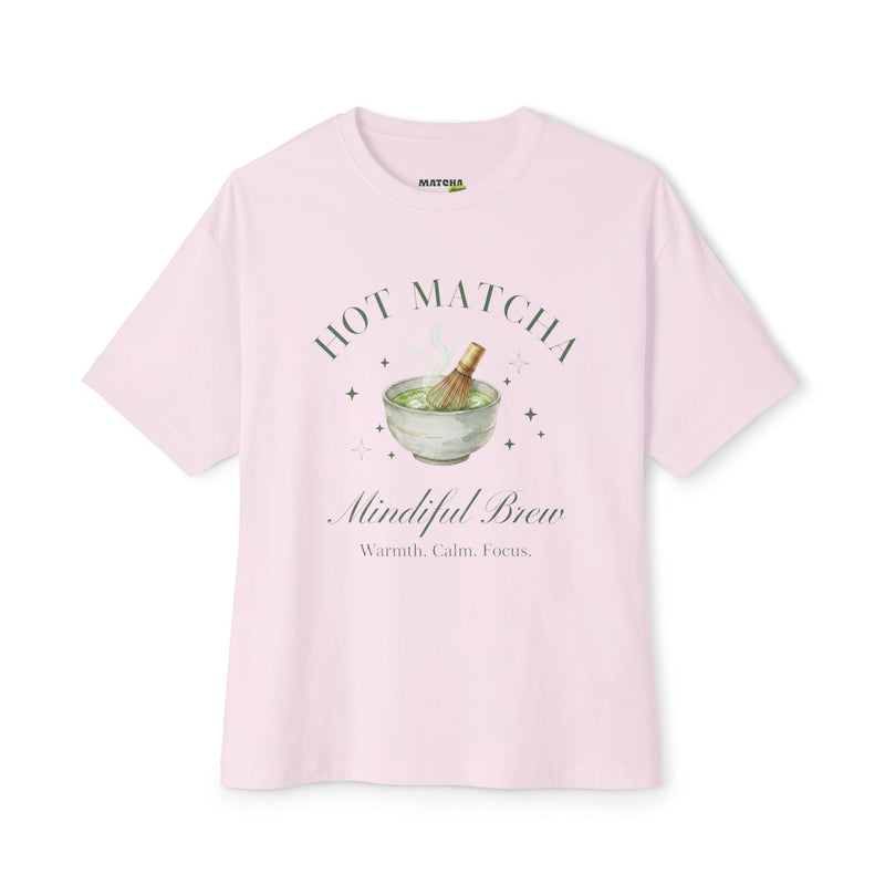 Matcha Mindful Brew Tee - Hot Matcha Oversized Boxy T‑Shirt