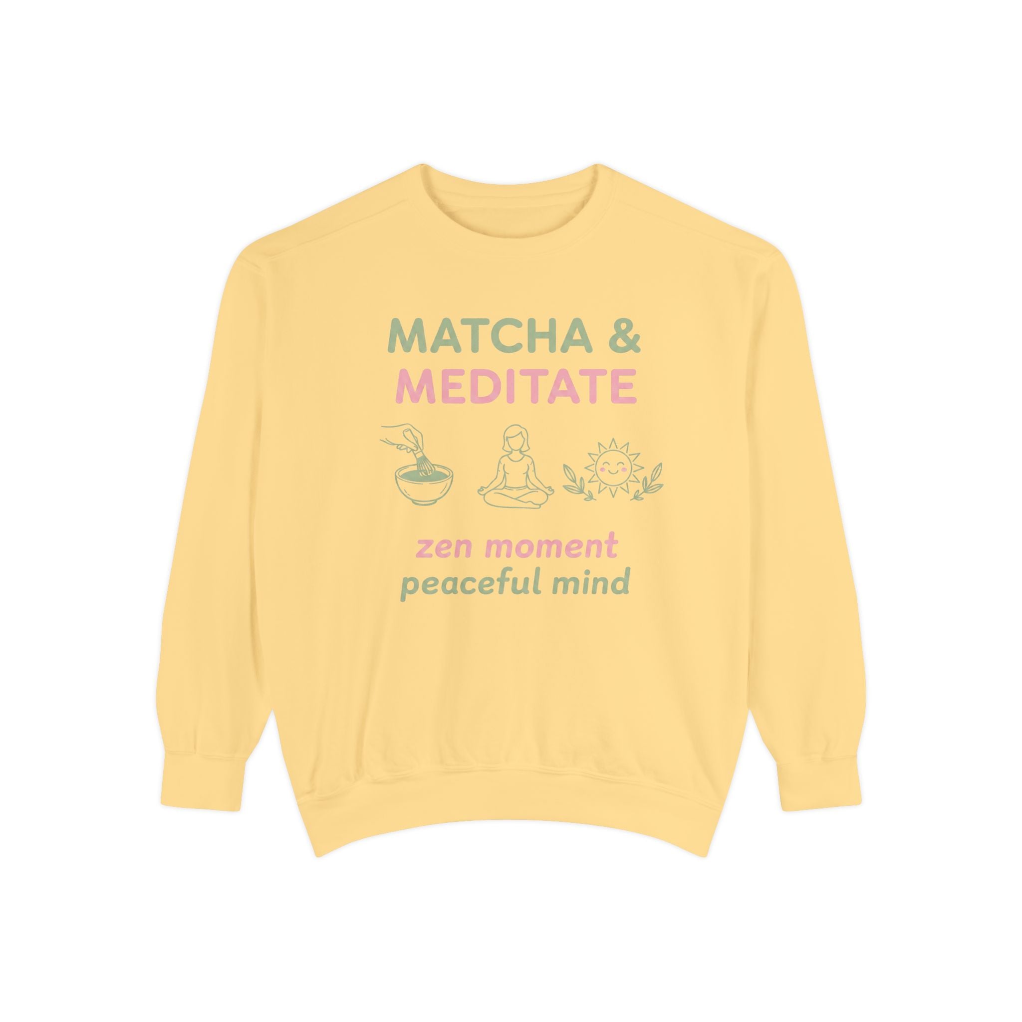 Matcha & Meditate — Cozy Crewneck Sweatshirt