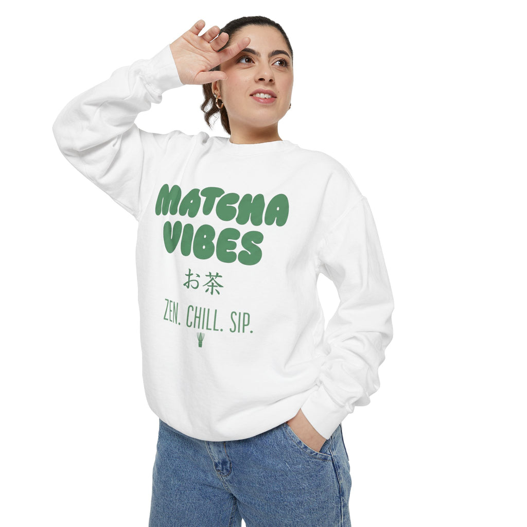 Matcha Vibes — Matcha Vibes Zen Chill Sip Crewneck Sweatshirt
