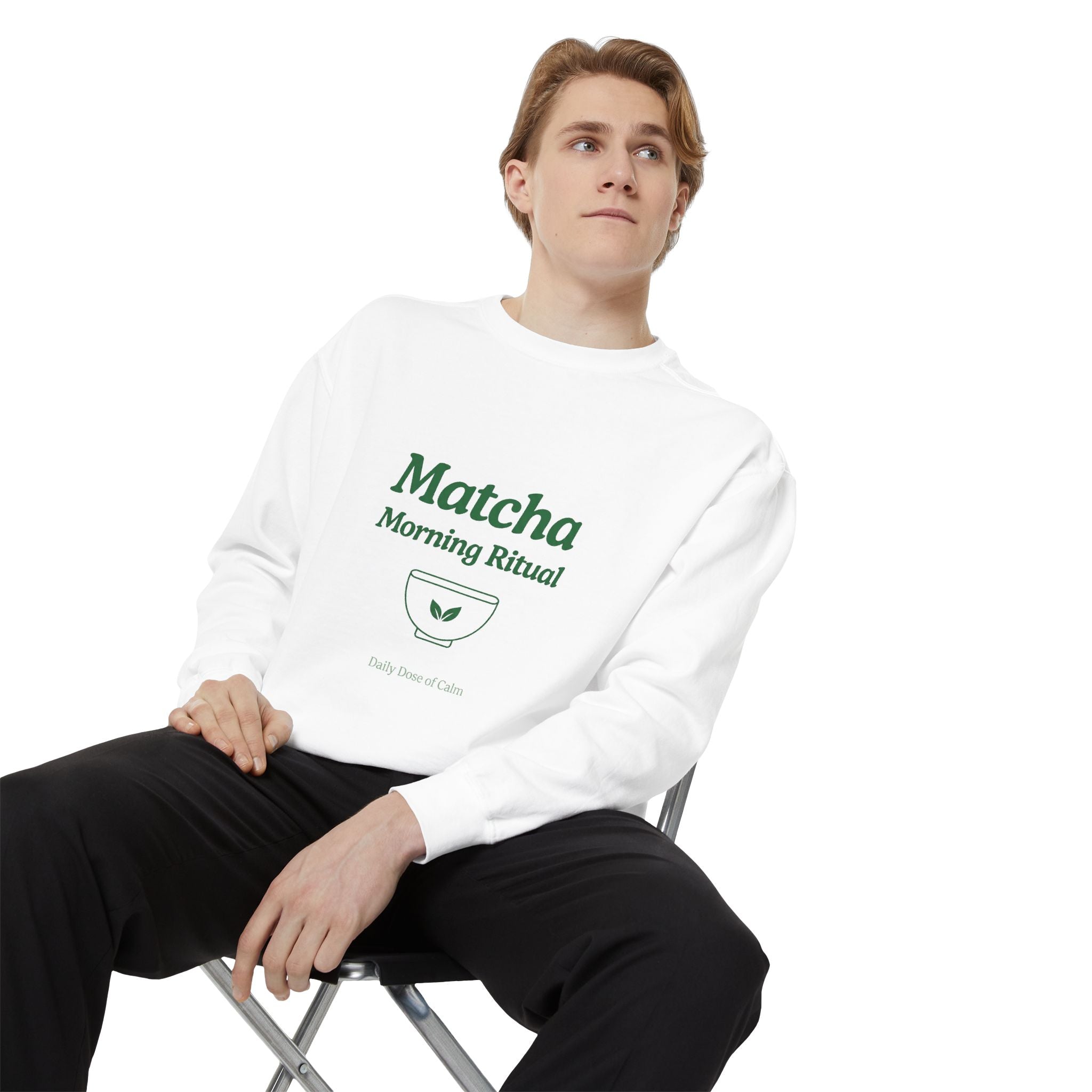 Matcha Morning Ritual Sweatshirt - Graphic Crewneck Sweatshirt