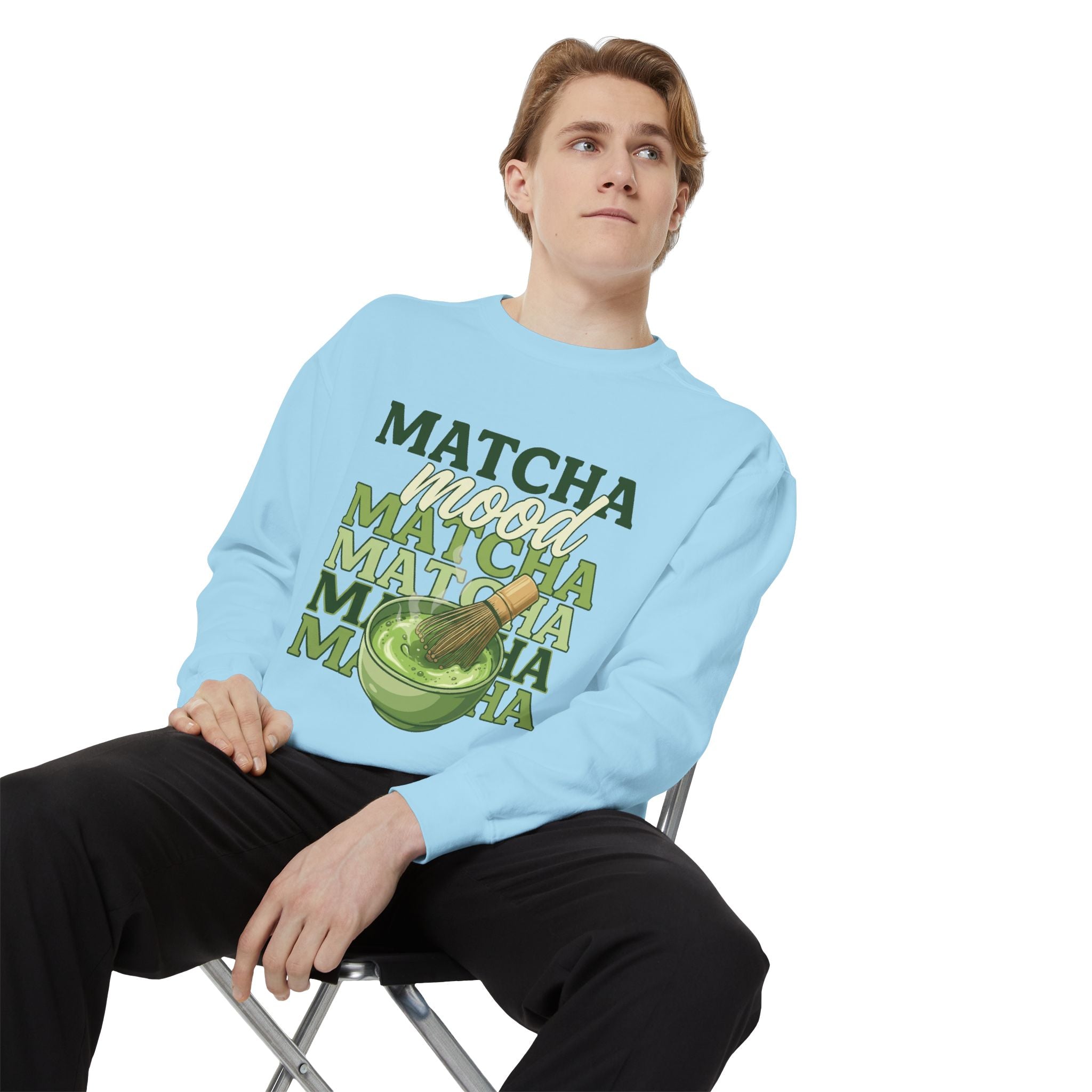 Matcha Mood Sweatshirt — Retro Matcha Tea Graphic Crewneck