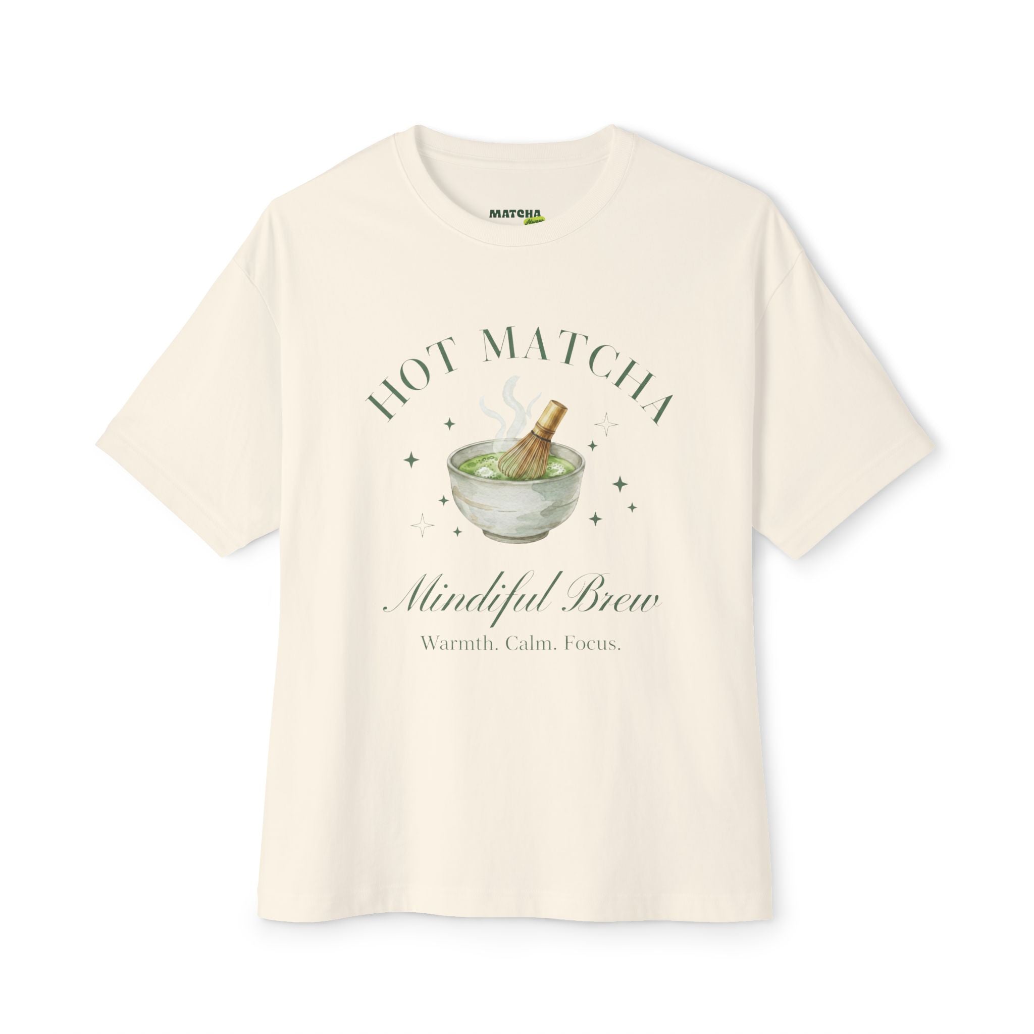 Matcha Mindful Brew Tee - Hot Matcha Oversized Boxy T‑Shirt