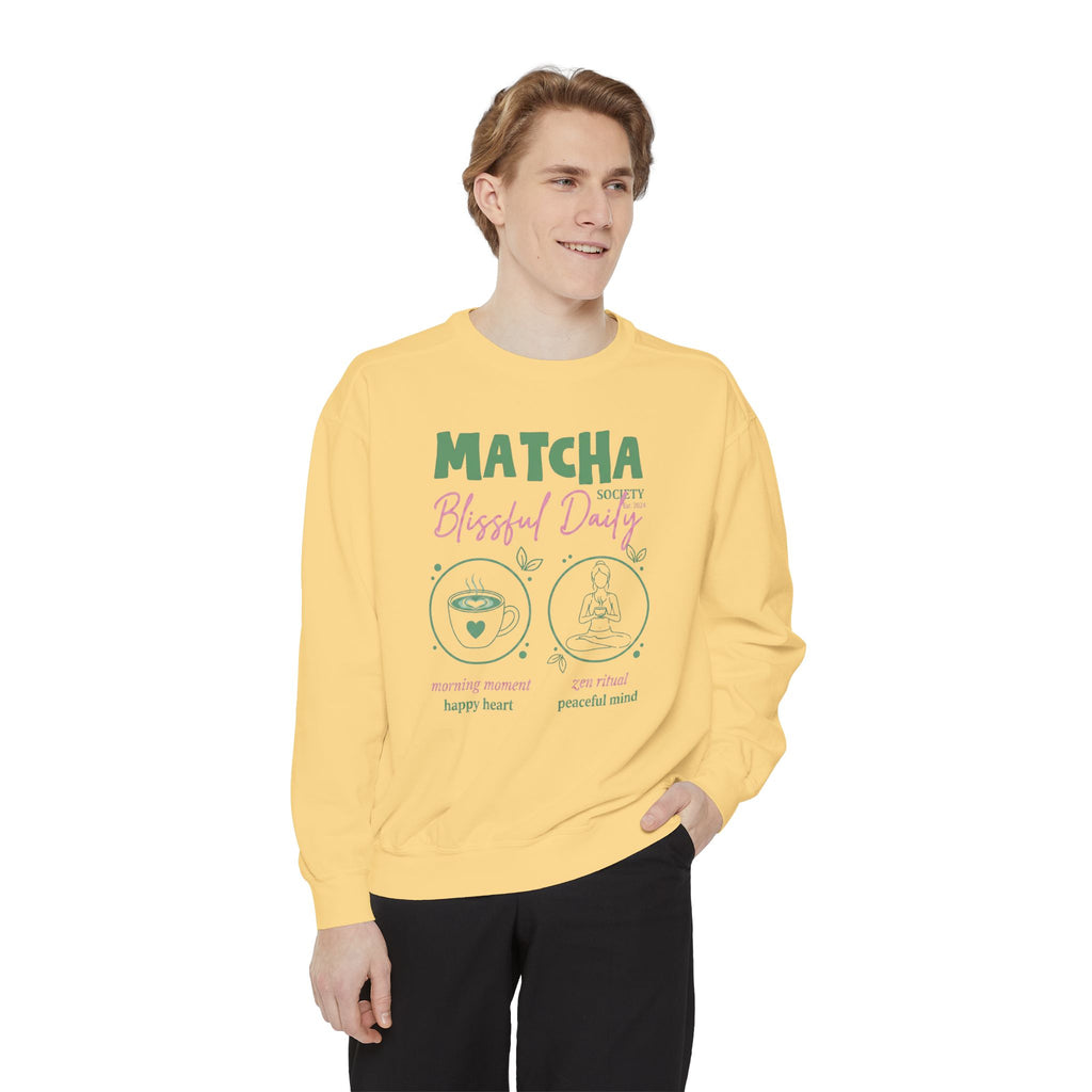 Matcha Bliss — Matcha Blessed Daily Relaxed Tea Lover Crewneck Sweatshirt