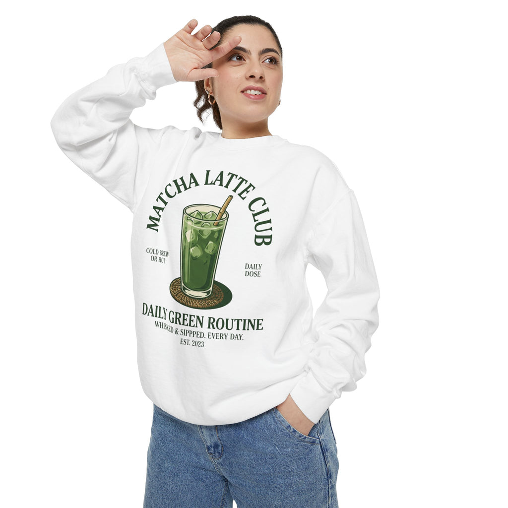 Matcha Latte Club Sweatshirt — Daily Green Routine Graphic Pullover