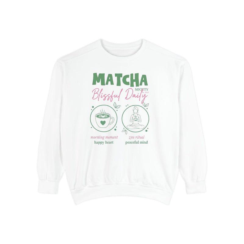 Matcha Bliss — Matcha Blessed Daily Relaxed Tea Lover Crewneck Sweatshirt