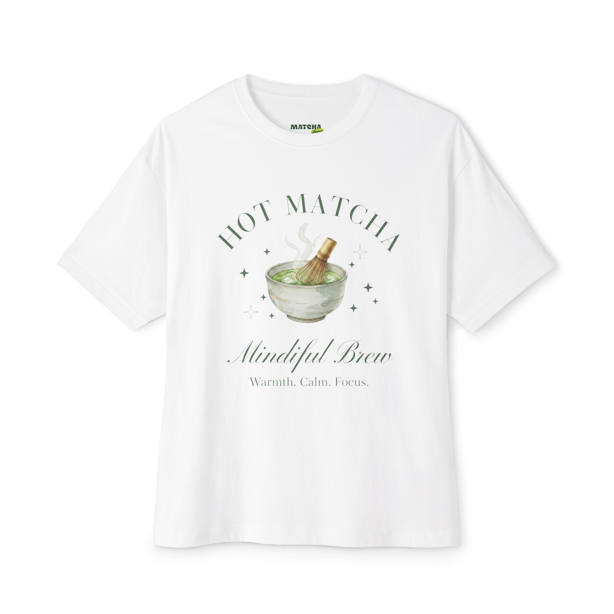Matcha Mindful Brew Tee - Hot Matcha Oversized Boxy T‑Shirt