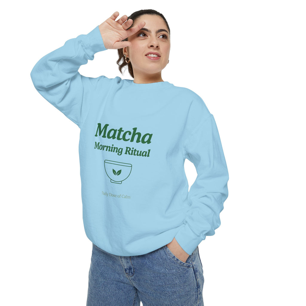 Matcha Morning Ritual Sweatshirt - Graphic Crewneck Sweatshirt