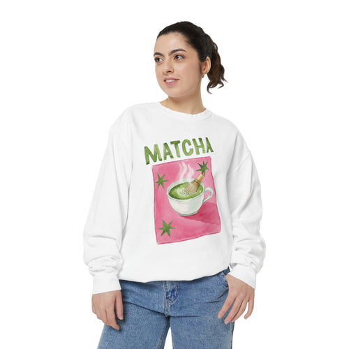 Matcha  — Cute Matcha Cup Graphic Crewneck Sweatshirt