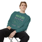 Matcha Feed & Focus — Cozy Tea Lover Graphic Sweatshirt