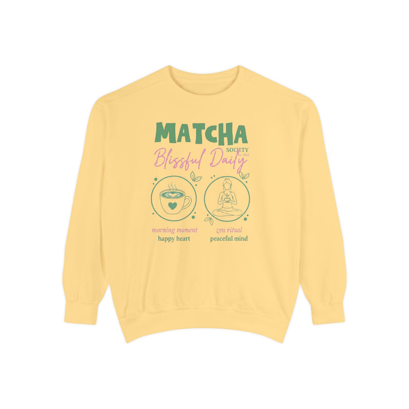 Matcha Bliss — Matcha Blessed Daily Relaxed Tea Lover Crewneck Sweatshirt