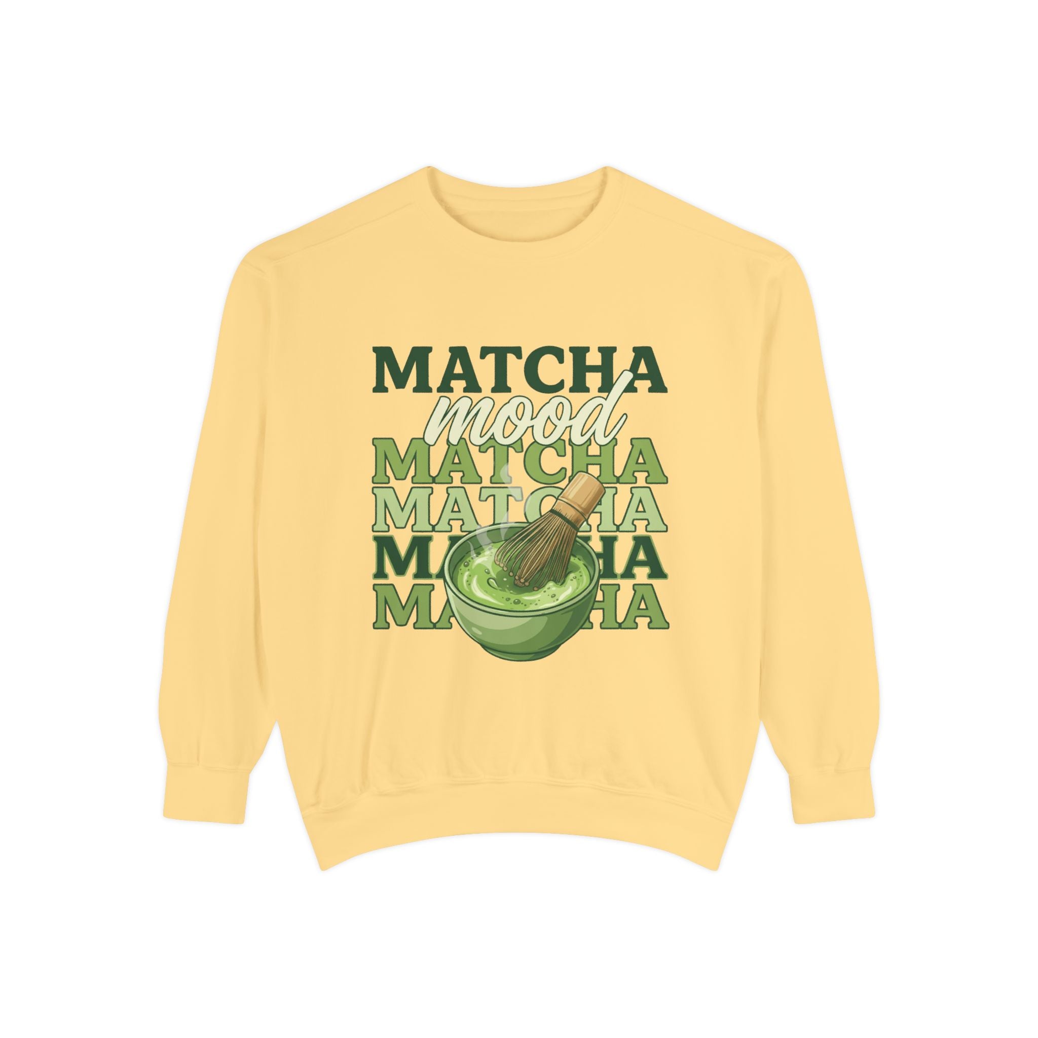 Matcha Mood Sweatshirt — Retro Matcha Tea Graphic Crewneck