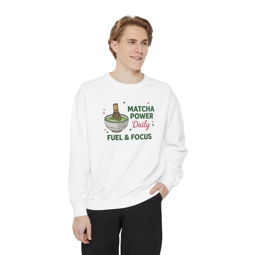 Matcha Power — Fuel & Focus Cozy Crewneck Sweatshirt