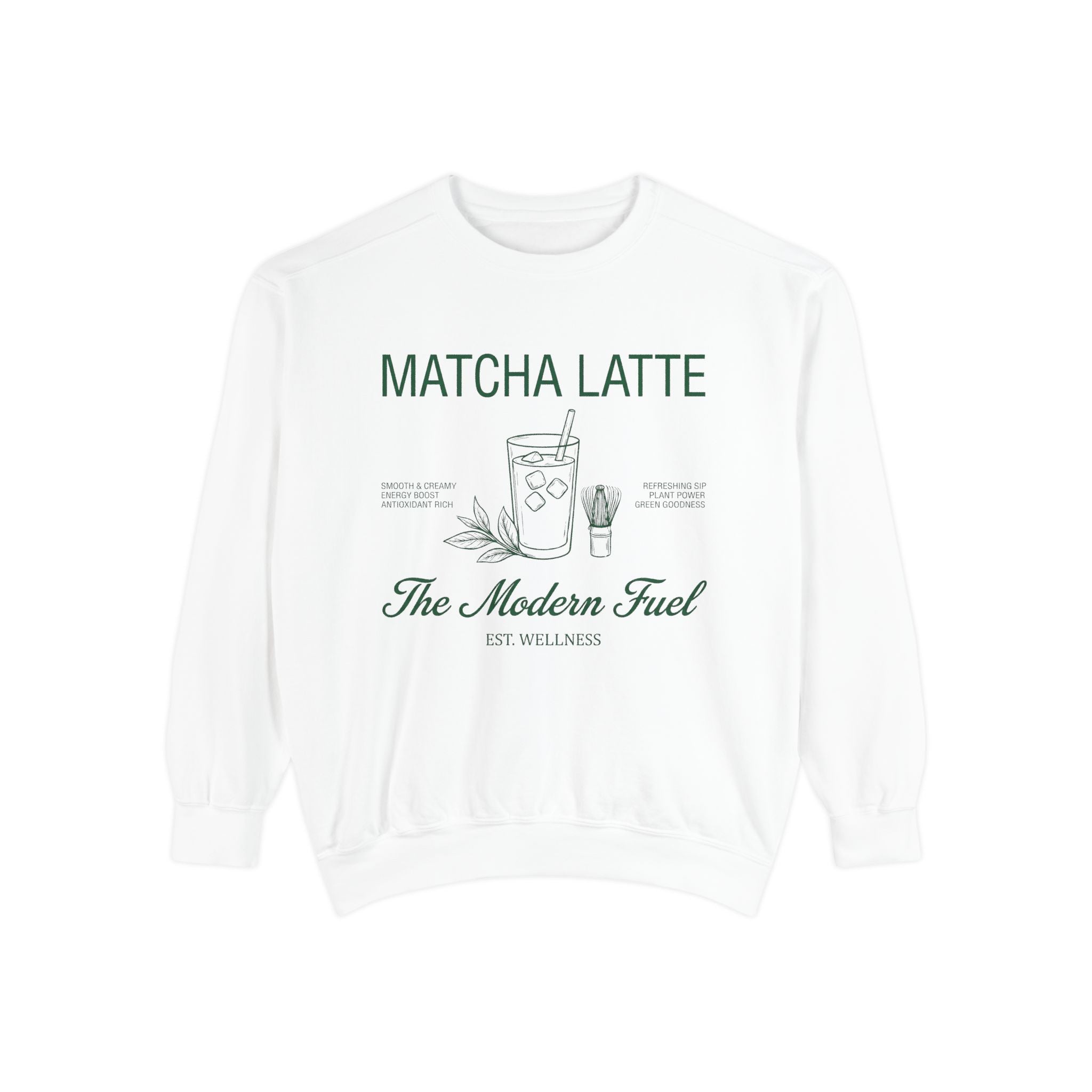 Matcha Latte Sweatshirt — The Modern Fuel Cozy Graphic Crewneck Sweatshirt