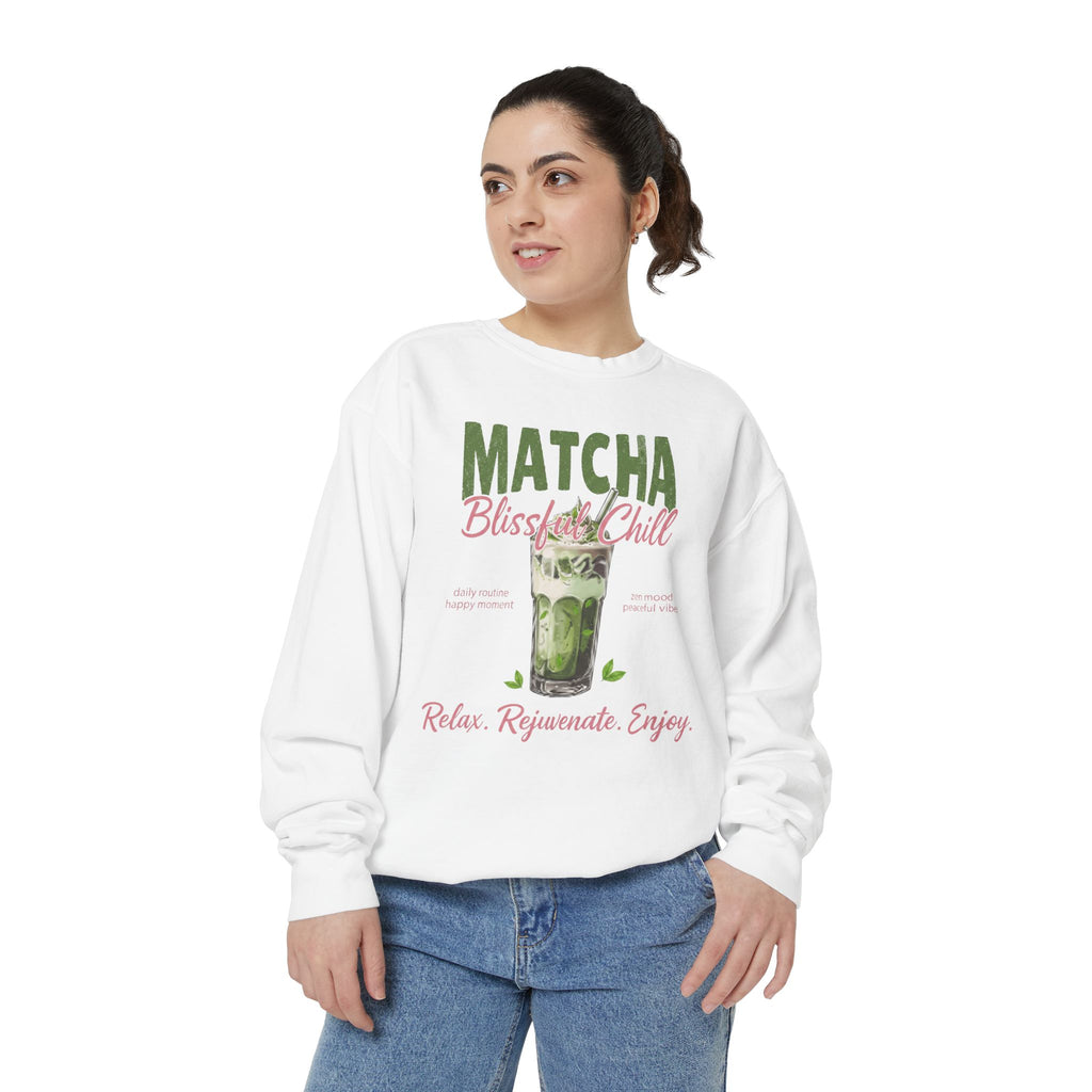 Matcha Bliss — Matcha Bliss & Chill Cozy Tea Lover Crewneck Sweatshirt