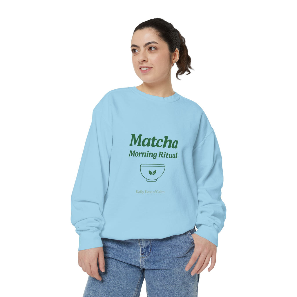 Matcha Morning Ritual Sweatshirt - Graphic Crewneck Sweatshirt