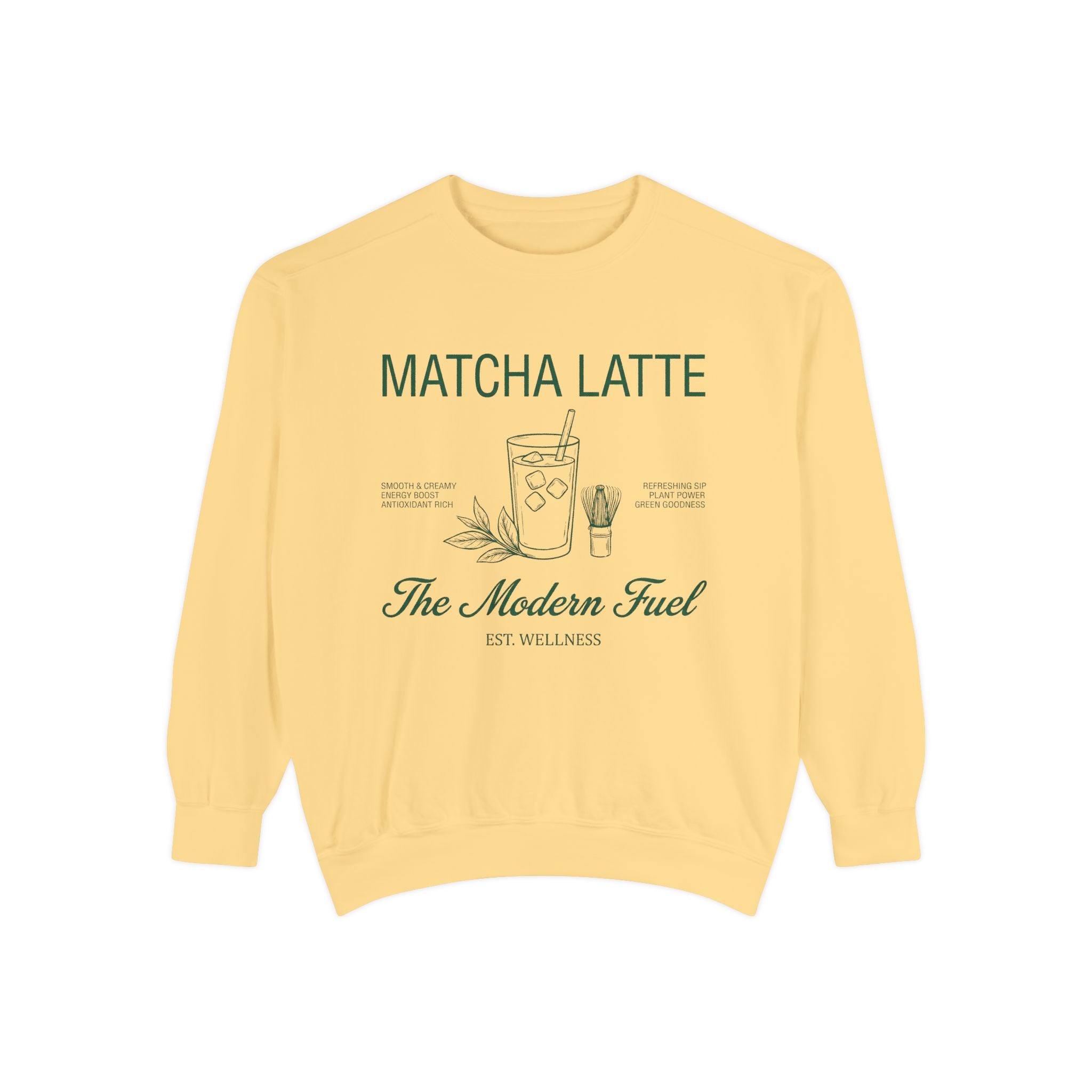Matcha Latte Sweatshirt — The Modern Fuel Cozy Graphic Crewneck Sweatshirt