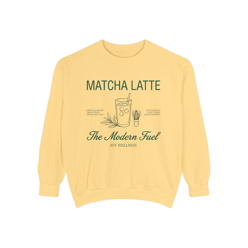 Matcha Latte Sweatshirt — The Modern Fuel Cozy Graphic Crewneck Sweatshirt