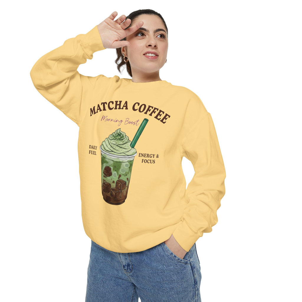 Matcha Coffee  – Matcha Coffee Morning Boost Crewneck Sweatshirt
