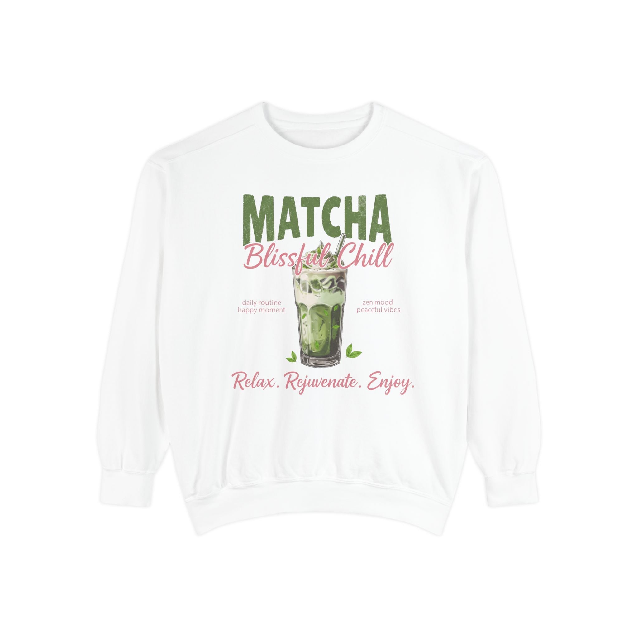 Matcha Bliss — Matcha Bliss & Chill Cozy Tea Lover Crewneck Sweatshirt