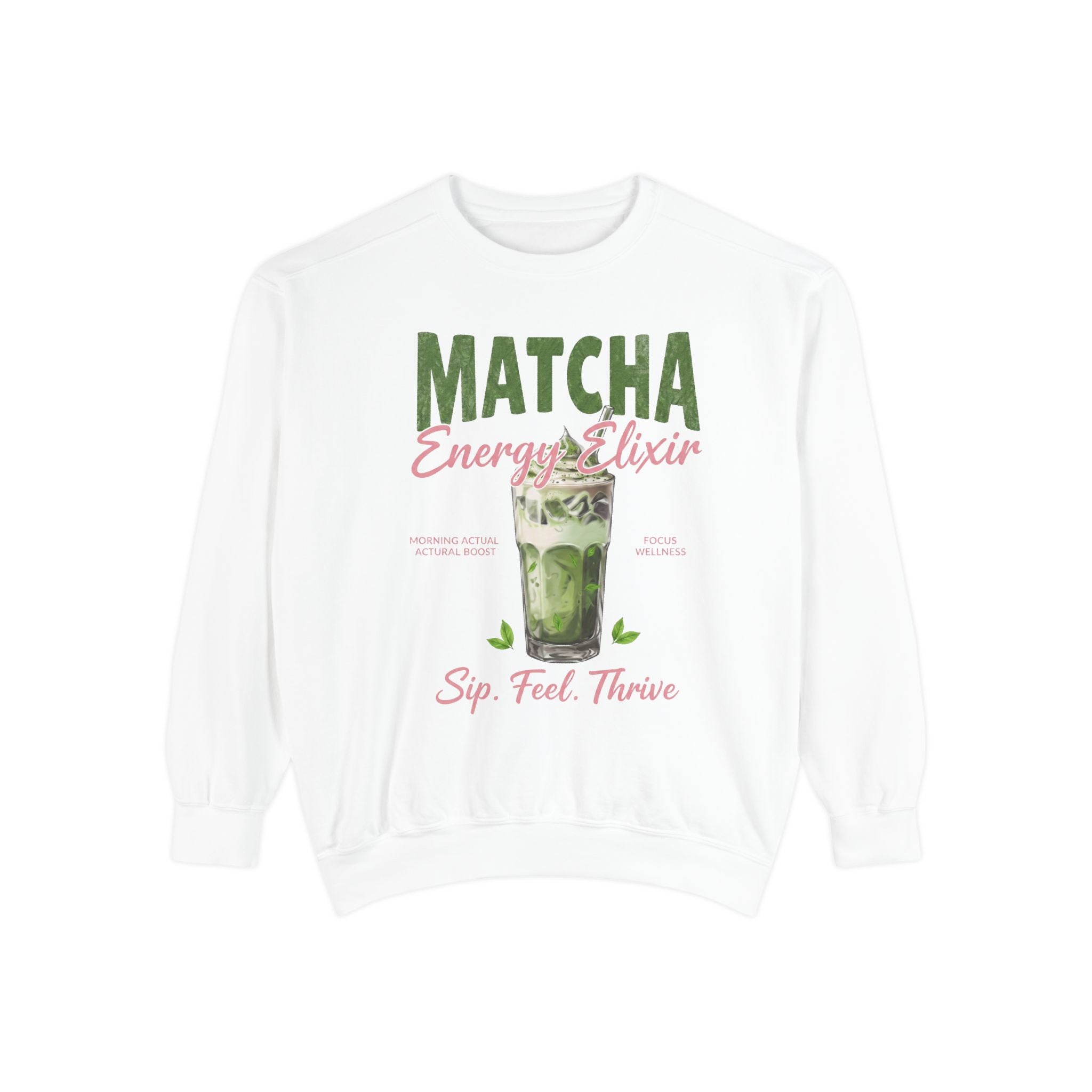 Matcha Energy Elixir — Sip, Feel, Thrive Cozy Crewneck Sweatshirt
