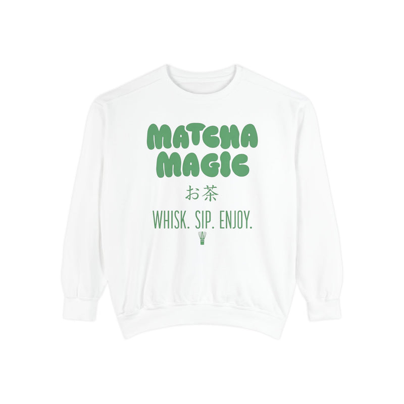 Matcha Magic — Whisk Sip Enjoy Graphic Crewneck Sweatshirt