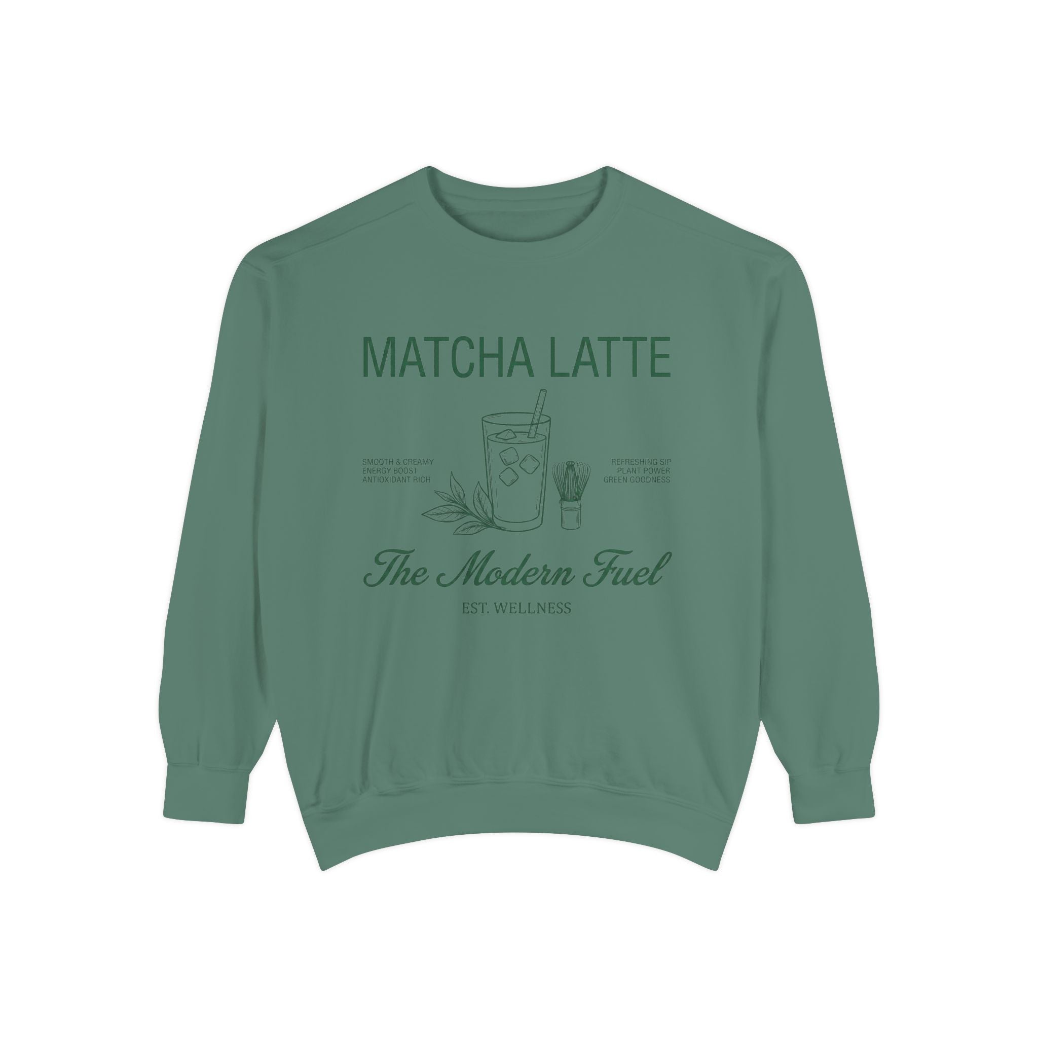 Matcha Latte Sweatshirt — The Modern Fuel Cozy Graphic Crewneck Sweatshirt