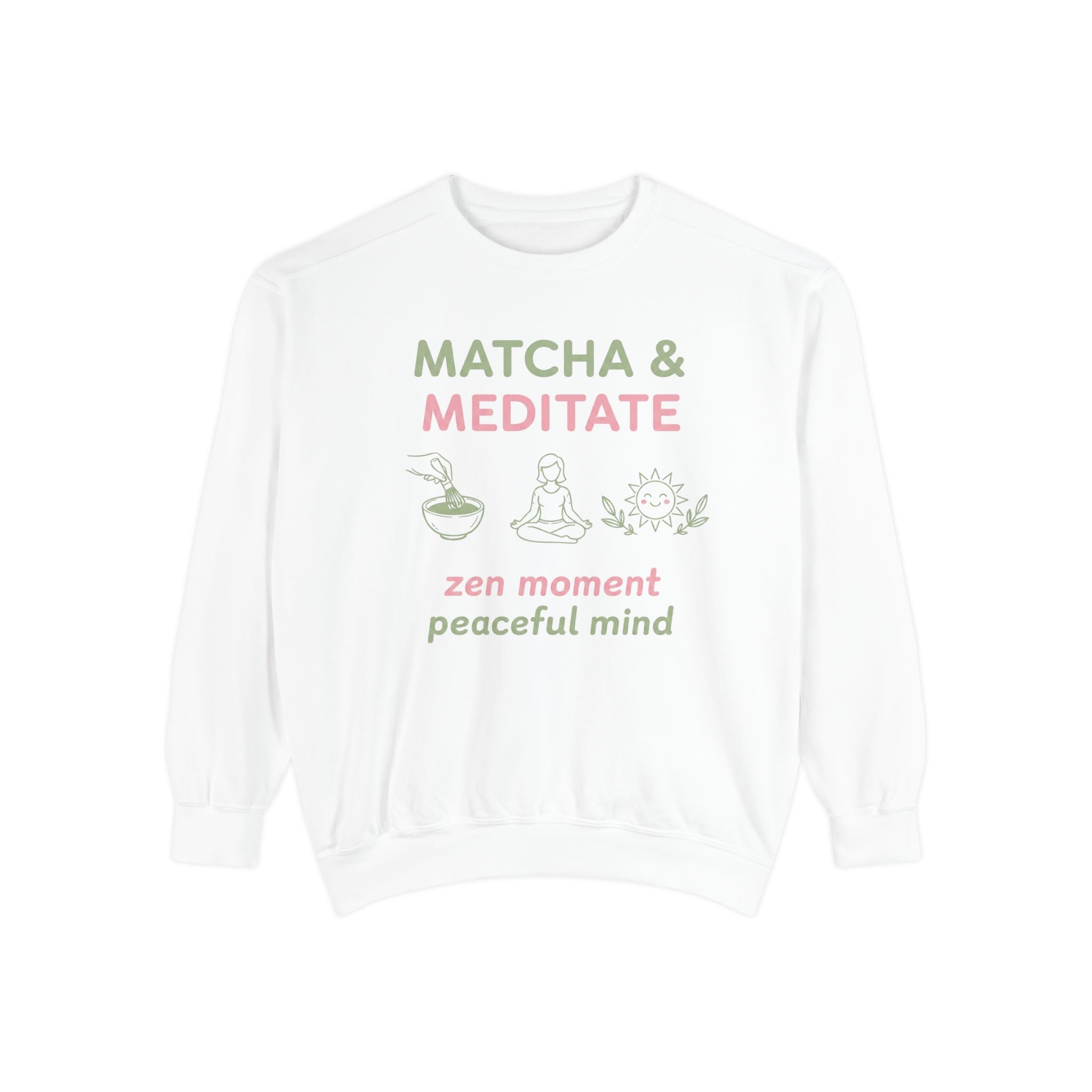 Matcha & Meditate — Cozy Crewneck Sweatshirt