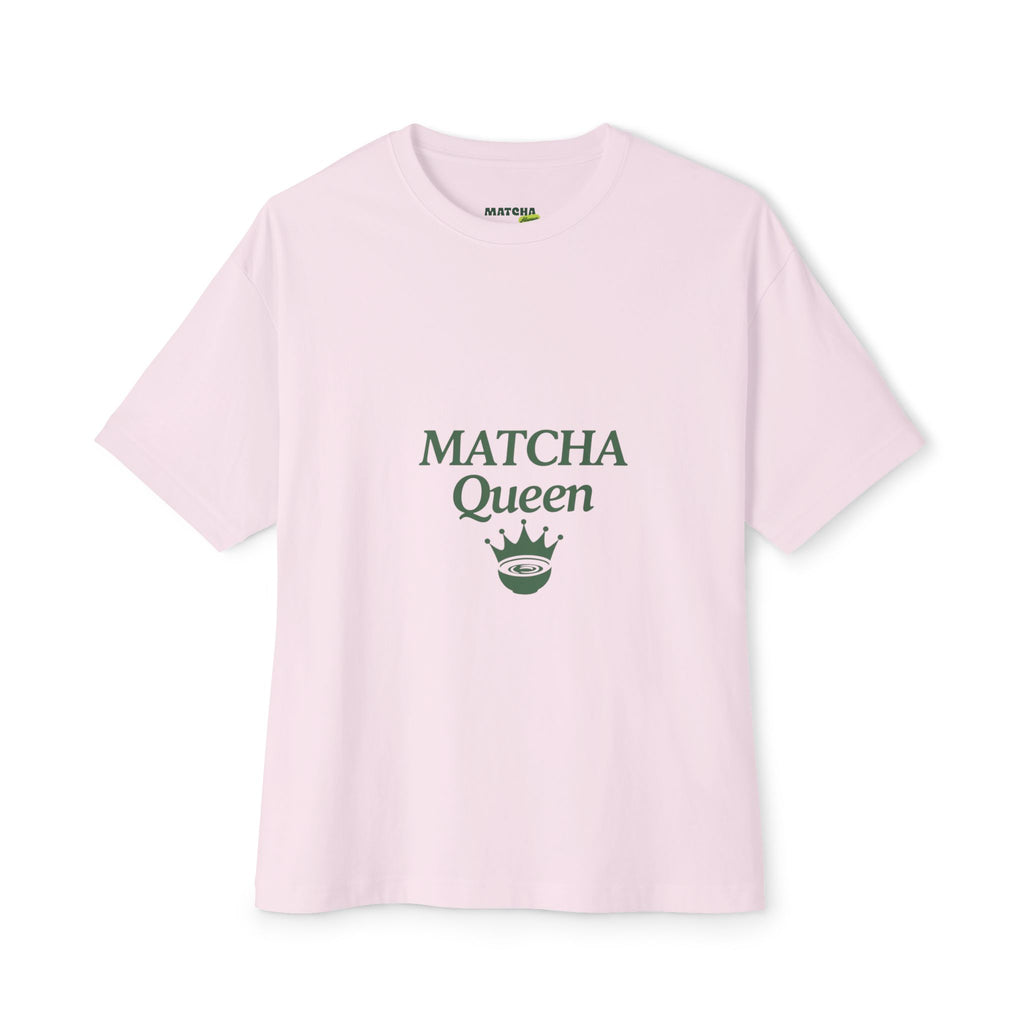 Matcha Queen Tee — Oversized White Boxy T‑Shirt