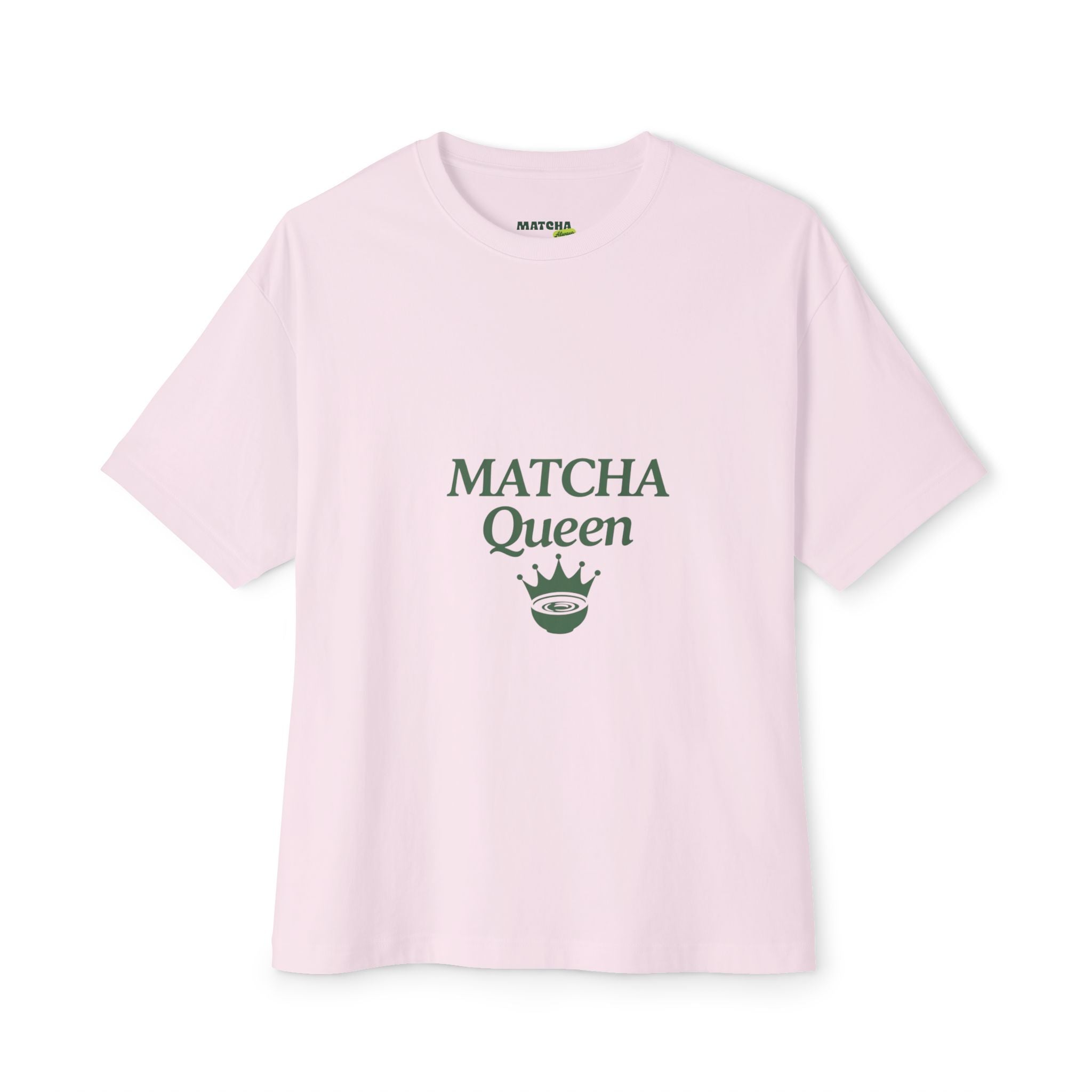 Matcha Queen Tee — Oversized White Boxy T‑Shirt
