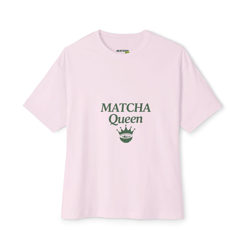 Matcha Queen Tee — Oversized White Boxy T‑Shirt