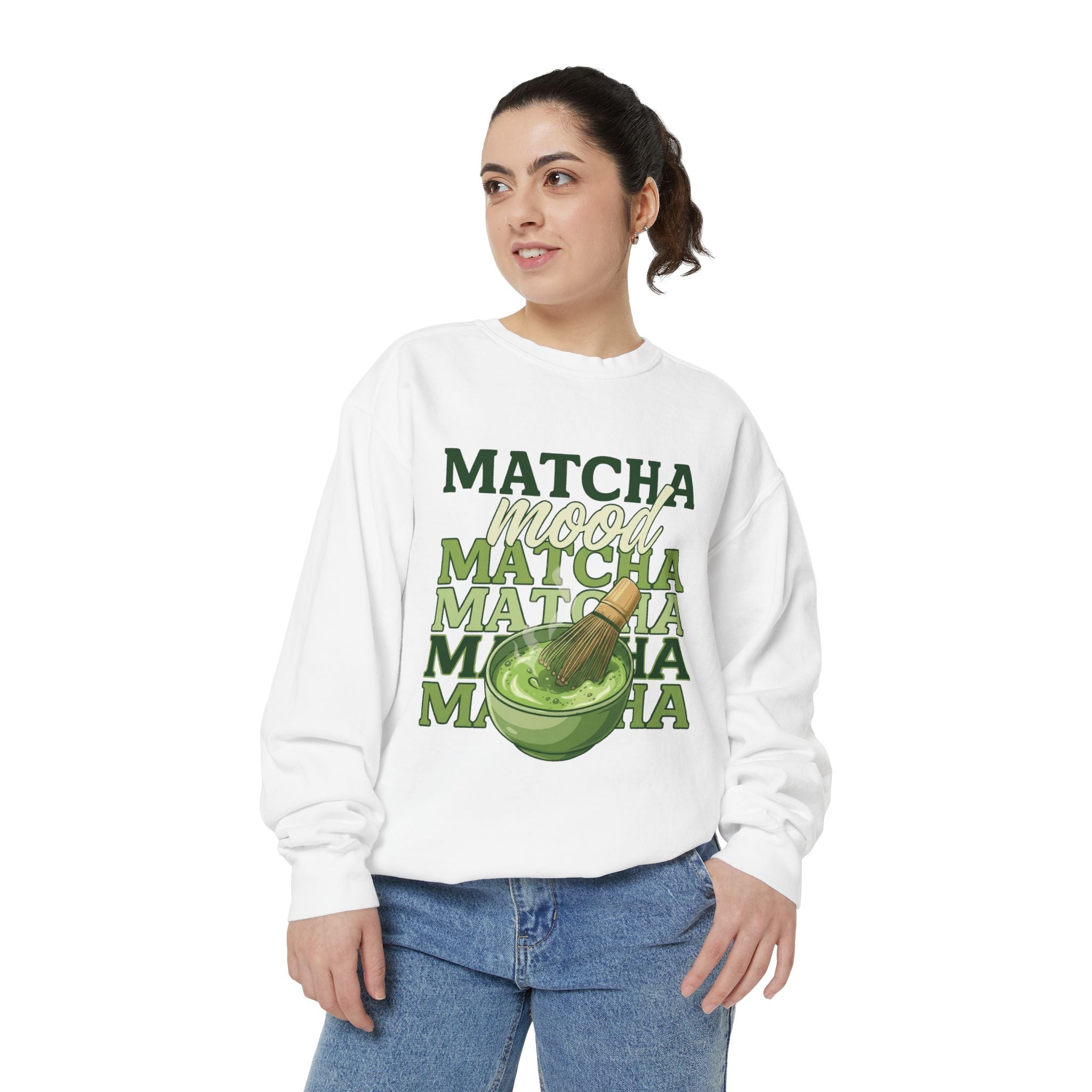Matcha Mood Sweatshirt — Retro Matcha Tea Graphic Crewneck