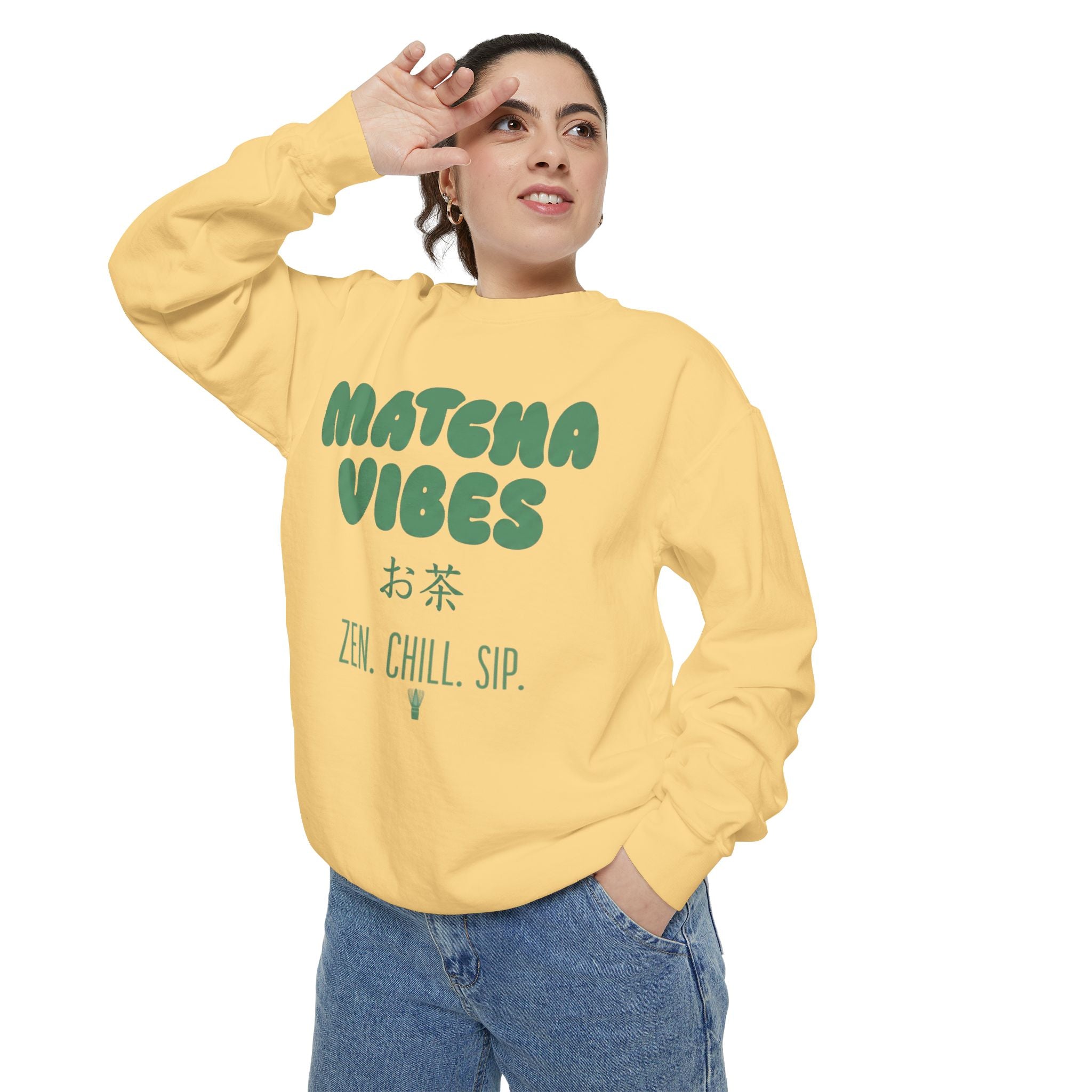 Matcha Vibes — Matcha Vibes Zen Chill Sip Crewneck Sweatshirt