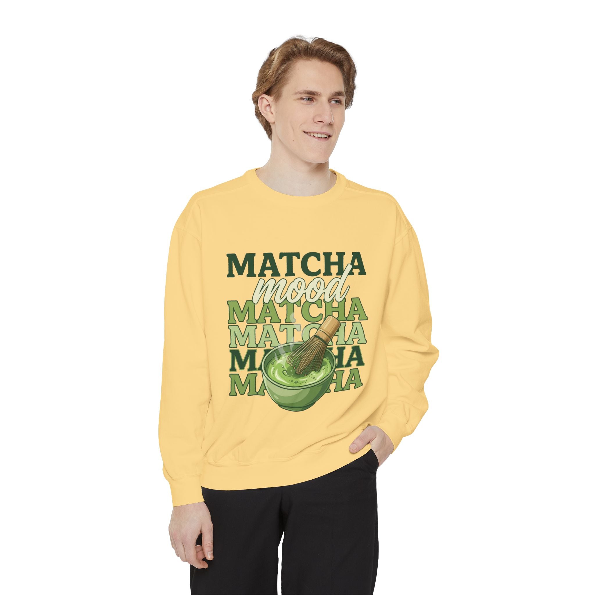 Matcha Mood Sweatshirt — Retro Matcha Tea Graphic Crewneck