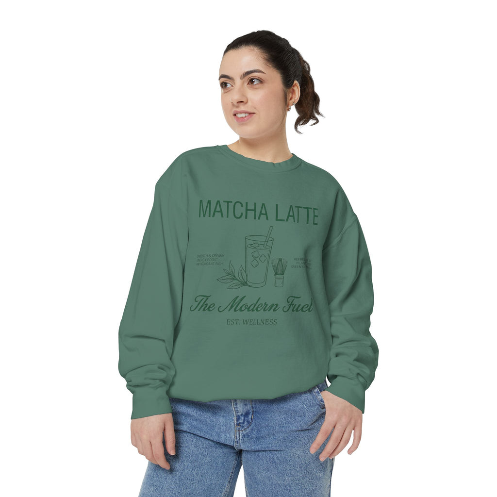 Matcha Latte Sweatshirt — The Modern Fuel Cozy Graphic Crewneck Sweatshirt