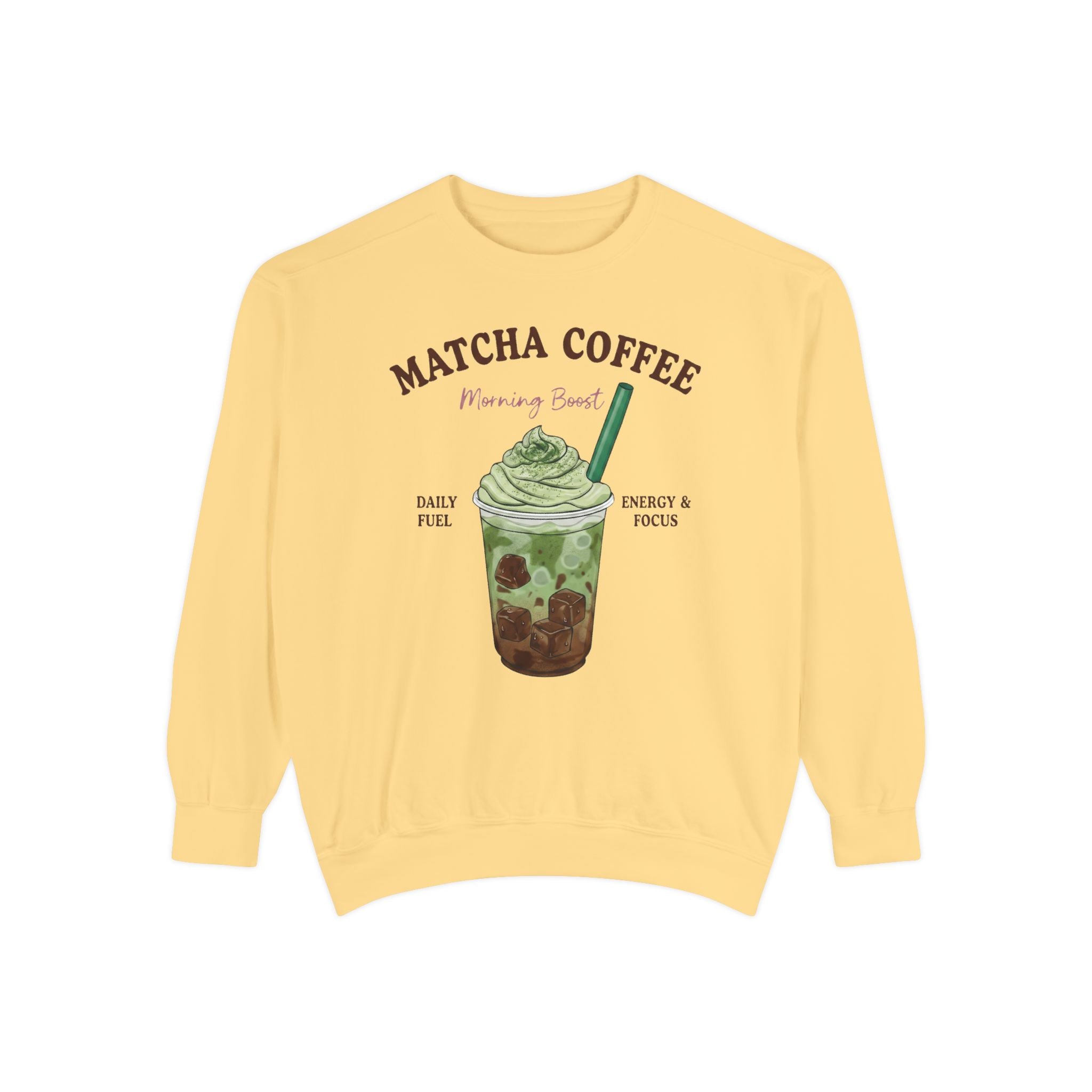 Matcha Coffee  – Matcha Coffee Morning Boost Crewneck Sweatshirt