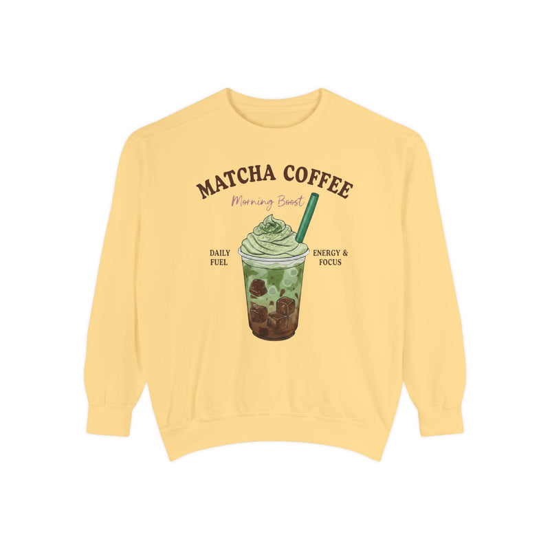 Matcha Coffee  – Matcha Coffee Morning Boost Crewneck Sweatshirt