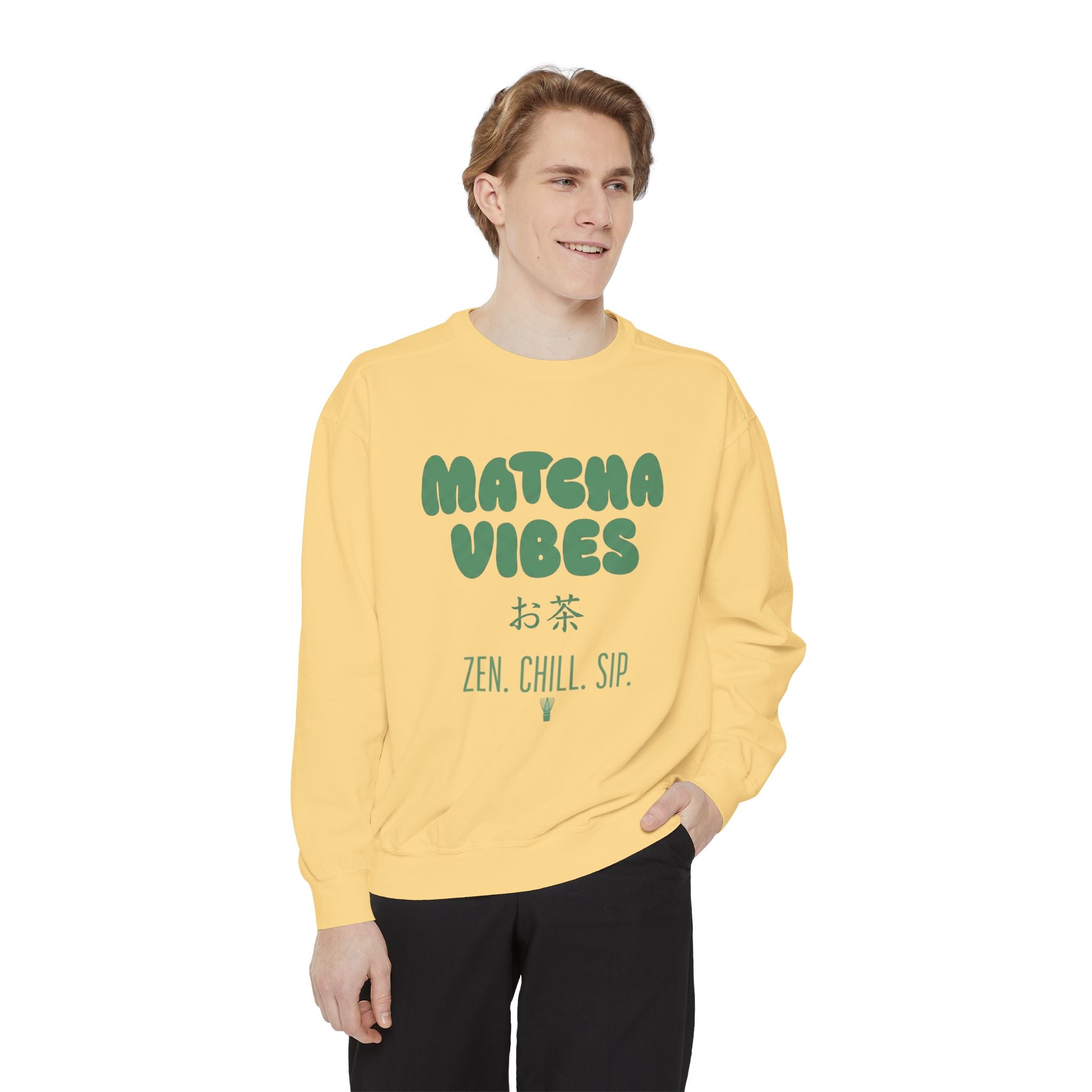 Matcha Vibes — Matcha Vibes Zen Chill Sip Crewneck Sweatshirt